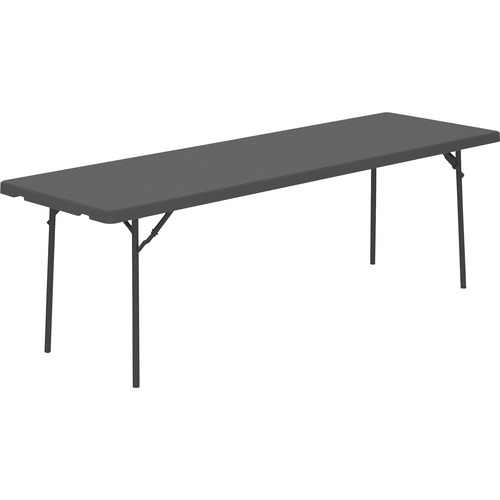 Dorel ZOWN 96" Commercial Blow Mold Folding Table - 4 Legs - 96" Table Top Width x 30" Table Top Depth - 29.30" Height - Gray - High-density Polyethylene (HDPE), Resin