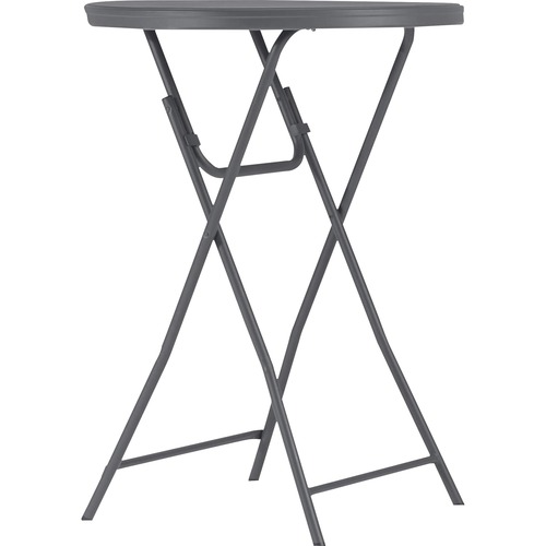 Dorel Zown Commercial Cocktail Folding Table - Round Top - Four Leg Base - 4 Legs x 32" Table Top Diameter - 43.62" Height - Gray - High-density Polyethylene (HDPE), Resin