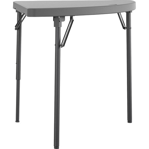 Dorel Zown Classic 24" Corner Blow Mold Fold Table - For - Table TopHalf Moon Top - 3 Legs - 200 lb Capacity x 29.50" Table Top Width x 29.20" Table Top Depth - 29.50" Height - Gray - High-density Polyethylene (HDPE), Resin - 2 / Carton
