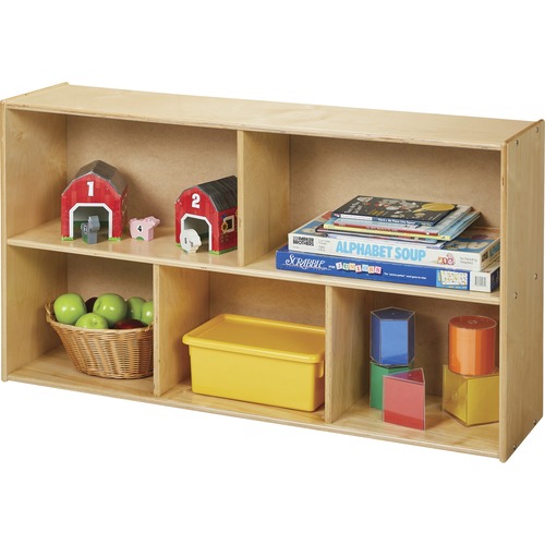 young Time 3-Shelf Storage Unit - 5 Compartment(s) - 26.5" Height x 48" Width x 12" Depth - Rounded Corner, Eco-friendly, UV Resistant, Durable, Easy to Clean, Moisture Resistant - Baltic - Hardboard, Laminate - 1 Each