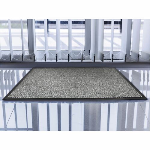 Floortex Doortex Advantagemat Gray Door Mat - 24" x 36" - 36" Length x 24" Width x 0.250" Depth x 0.250" Thickness - Rectangular - Polypropylene, Vinyl - Gray - 1 Each - TAA Compliant