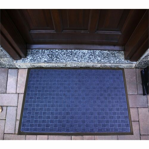 Floortex Doortex® Ribmat Blue Heavy-Duty Door Mat in - 24" x 36" - 36" Length x 24" Width x 0.400" Depth x 0.400" Thickness - Rectangular - Synthetic Fiber, Natural Fiber, Rubber - Blue - 1 Each