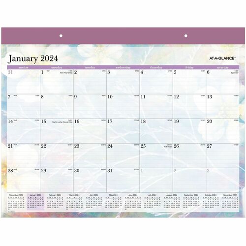 At-A-Glance Dreams Monthly Desk Pad Calendar, Standard, 21 3/4" x 17" - Standard - Julian Dates - Monthly - 12 Month - January 2025 to December 2025 - 1 Month Single Page Layout - 17" x 21 3/4" Sheet Size - 2.50" x 3" Block - Headband - Desk, Desktop - Bl
