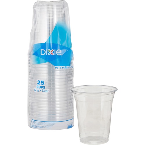 Dixie 12 oz Cold Cups by GP Pro - 25 / Pack - Clear - PETE Plastic - Soda, Iced Coffee, Sample, Restaurant, Coffee Shop, Breakroom, Lobby, Cold Drink, Beverage