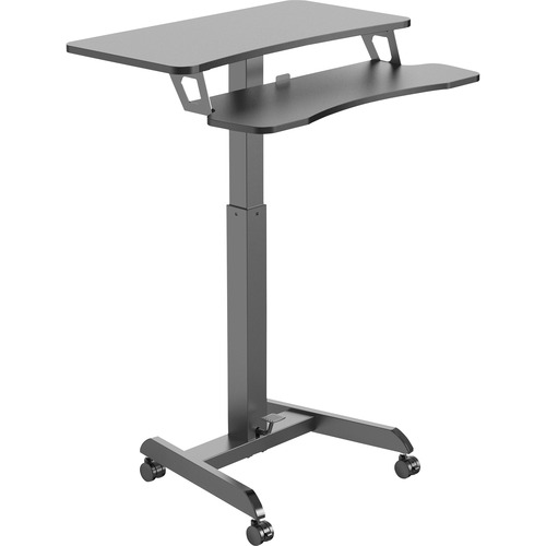 Kantek Mobile Sit-to-Stand Desk with Foot Pedal - Adjustable Height - 15.70" Table Top Length x 31.50" Table Top Width - 49" HeightAssembly Required - Black - Melamine Top Material - 1 Each