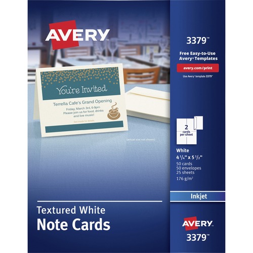 Avery® Note Card - 6 / Carton - Textured - White