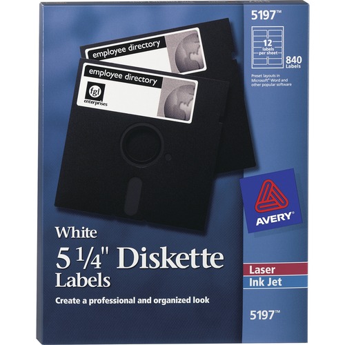 Avery® Floppy Disk Label - Permanent Adhesive - Rectangle - Matte White - 1 / Carton