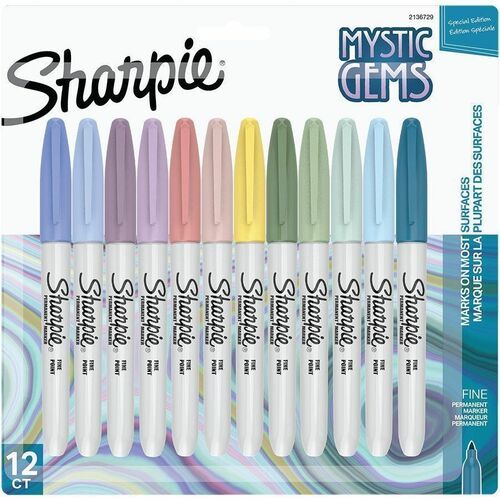 Sharpie Mystic Gems Permanent Markers - Fine Marker Point - Multi - 12 / Pack