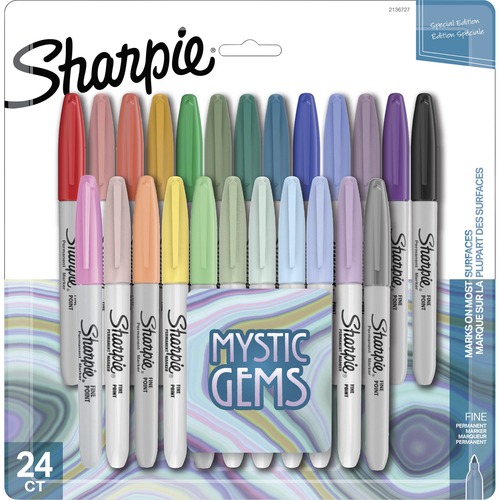 Sharpie Mystic Gems Permanent Markers - Fine Marker Point - Multi - 24 / Pack