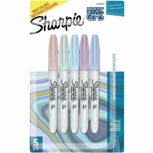 Sharpie Mystic Gems Permanent Markers - Fine Marker Point - Assorted Ink - 5 / Pack