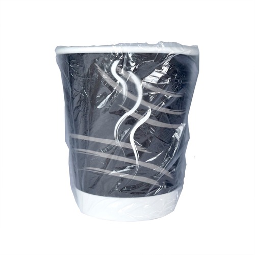RDI 9 oz Double Wall Wrapped Hot Paper Cups - 900 / Carton - Black - Paper - Hot Drink, Beverage, Coffee, Hot Chocolate, Tea