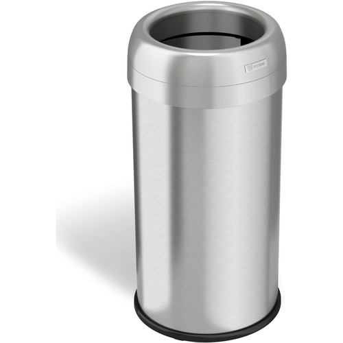 HLS Commercial Stainless Steel Open Top Trash Can - 16 gal Capacity - Round - Manual - Heavy Duty, Fingerprint Resistant, Bacteria Resistant, Vented, Handle, Easy to Clean - 28.3" Height x 14.3" Width - Stainless Steel, ABS Plastic - Gray - 1 Each
