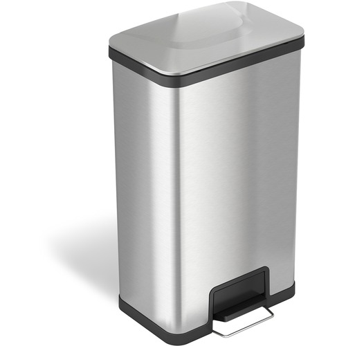 HLS Commercial AirStep Stainless Steel Step Trash Can - Deodorizer - 4.76 gal Capacity - Foot Pedal, Smudge Resistant, Easy to Clean, Vented, Handle, Fingerprint Proof, Durable - 28.4" Height x 16.5" Width x 11.2" Depth - Brushed Stainless Steel - Silver 
