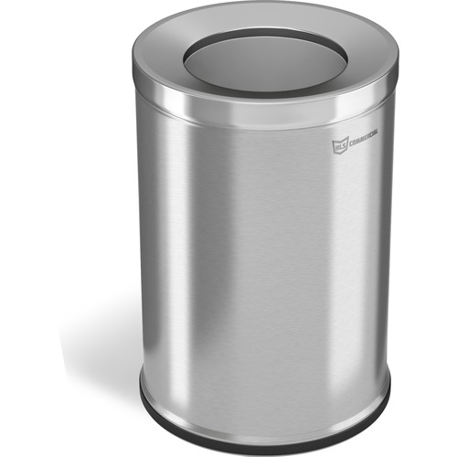 HLS Commercial 26-Gallon Round Open Top Trash Can - 26 gal Capacity - Round - Handle, Smudge Resistant, Easy to Clean, Fingerprint Resistant - 28.7" Height x 18.9" Width x 12" Diameter - Brushed Stainless Steel, Galvanized Steel - Gray - 1 Each