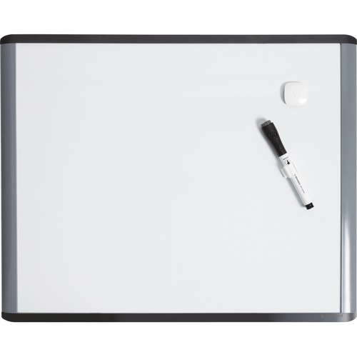 U Brands Mod Magnetic Dry-Erase Board, 20" X 16" , Black and Grey Frame - 20" (1.7 ft) Width x 16" (1.3 ft) Height - White Painted Steel Surface - Black Plastic, Gray Frame - Rectangle - Horizontal/Vertical - Magnetic - 1