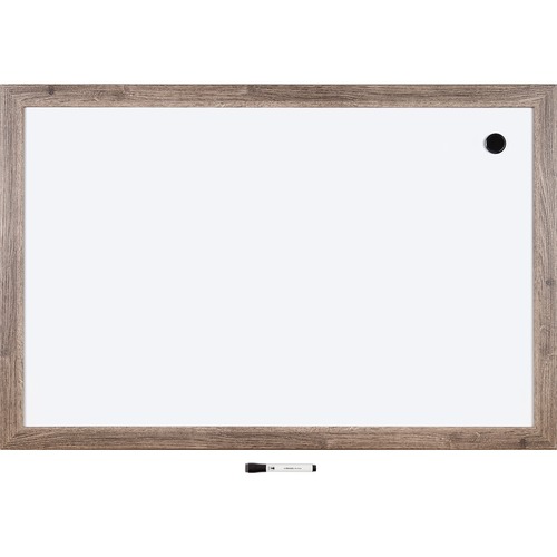 U Brands Decor Magnetic Dry-Erase Board, 35" X 23" , Brown Rustic Wood Frame - 35" (3 ft) Width x 23" (2 ft) Height - White Painted Steel Surface - Rectangle - Horizontal/Vertical - 1