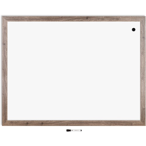 U Brands Decor Magnetic Dry-Erase Board, 47" X 35" , Brown Rustic Wood Frame - 47" (4 ft) Width x 35" (3 ft) Height - White Painted Steel Surface - Rectangle - Horizontal/Vertical - 1