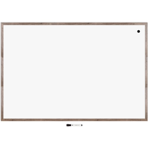 U Brands Decor Magnetic Dry-Erase Board, 70" X 47" , Brown Rustic Wood Frame - 70" (6 ft) Width x 47" (4 ft) Height - White Painted Steel Surface - Rectangle - Horizontal/Vertical - 1