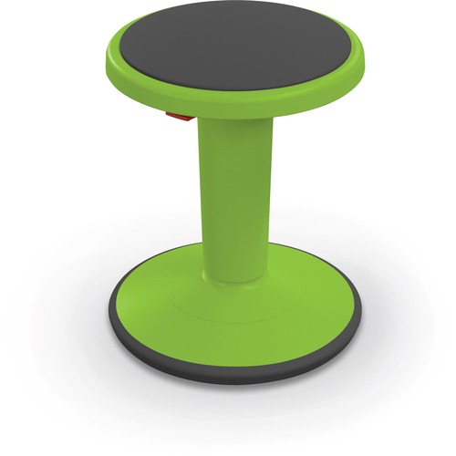 Balt Hierarchy Grow Stool - Gray Polypropylene, Thermoplastic Elastomer (TPE) Seat - Green Polypropylene Frame - Rounded Base - 1 Each