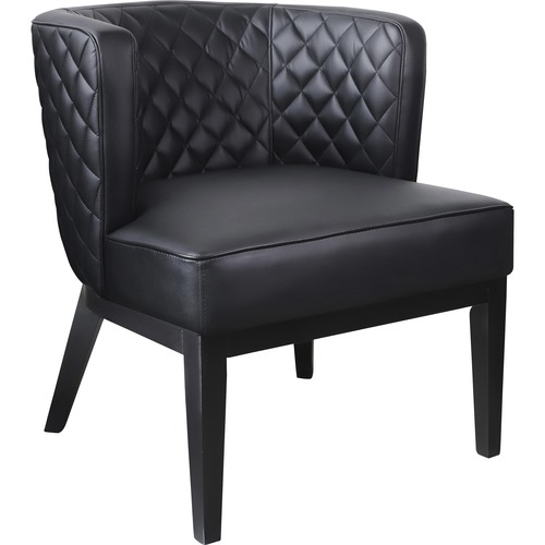 Boss Ava Accent Chair - Black Plush Seat - Black Back - Four-legged Base - 1 Each