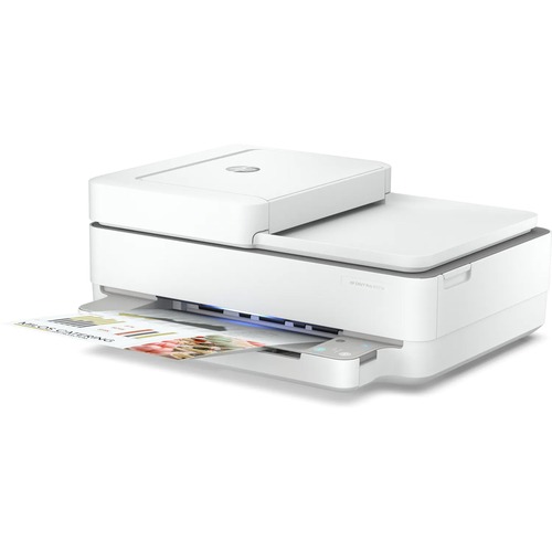HP Envy 6455e Wireless Inkjet Multifunction Printer - Color - White - Copier/Mobile Fax/Printer/Scanner - 1200 x 1200 dpi Print - Automatic Duplex Print - Up to 1000 Pages Monthly - 100 sheets Input - Color Flatbed Scanner - 1200 dpi Optical Scan - Color 