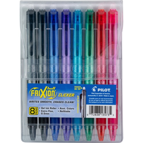 FriXion Clicker Erasable Gel Pen - Extra Fine Pen Point - 0.5 mm Pen Point Size - Refillable - Retractable - Multi Gel-based Ink - 8 Each
