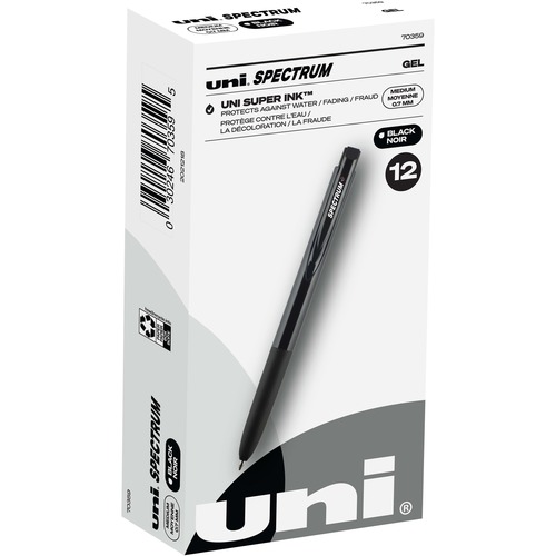 uni® Spectrum Gel Pen - Medium Pen Point - 0.7 mm Pen Point Size - Black Gel-based Ink - 1 Dozen