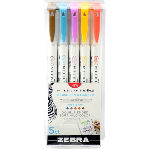 Picture of Zebra Pen Mildliner Brush Double-ended Creative Marker Warm Color Pack