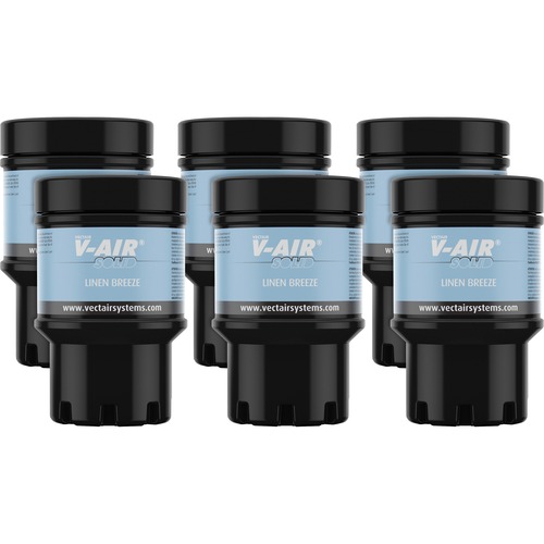 Vectair Systems V-Air MVP Dispenser Fragrance Refill - Spray - 6000 ft³ - Linen - 60 Day - 6 / Carton - Odor Neutralizer