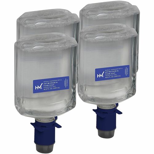 Highmark® Antimicrobial Foam Soap Refill For Manual Dispensers, 40.5 Oz, Case Of 4 - 40.6 fl oz (1200 mL) - Cartridge Dispenser - Kill Germs - Hand, Commercial - Moisturizing - Antibacterial - Dye-free, Fragrance-free, pH Balanced/ Case