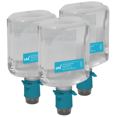 Highmark® Antimicrobial Soap Refill For Automated Dispensers, 40.5 Oz, Case Of 3 - 40.5 fl oz (1197.7 mL) - Cartridge Dispenser - Kill Germs - Hand, Commercial - Moisturizing - Clear - Dye-free, Fragrance-free, pH Balanced - 4 / Case