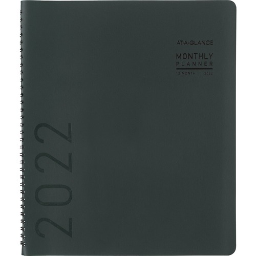 At-A-Glance Contemporary 2022 Monthly Planner, Forest, Large, 9" x 11" - Large Size - Julian Dates - Monthly - 12 Month - January 2022 - December 2022 - 1 Month Double Page Layout - 9" x 11" White Sheet - Twin Wire - Green - Paper, Poly - Forest, Gold Cov
