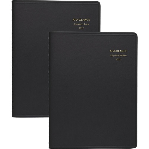 At-A-Glance 2022 Eight Person Daily Appointment Book, Two Volume Set, Black, Large, 8 1/2" x 11" - Large Size - Julian Dates - Daily - 12 Month - January 2022 - December 2022 - Quarter-hourly, 8:00 AM to 6:45 PM - Quarter-hourly, 7:00 PM to 7:30 PM, 7:00 