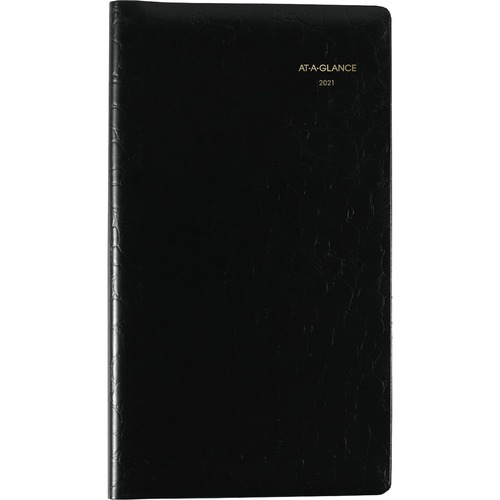 At-A-Glance Designer Cover 2022 Weekly Planner, Black, Pocket, 3 1/4" x 5 3/4" - Pocket Size - Weekly - 1 Week Double Page Layout - 3 1/4" x 5 3/4" White Sheet - Stapled - Paper - Soft Cover, Bleed Resistant Paper, Three-Year Calendar Reference, Unruled D