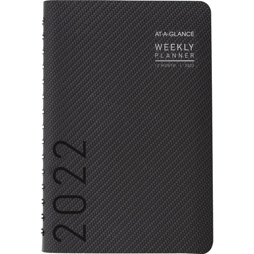 At-A-Glance Contemporary 2022 Weekly Monthly Planner, Graphite, Small, 5" x 8" - Small Size - Julian Dates - Monthly, Weekly - 12 Month - January 2022 - December 2022 - 1 Month, 1 Week Double Page Layout - 5" x 8" White Sheet - Twin Wire - Gray, Graphite 