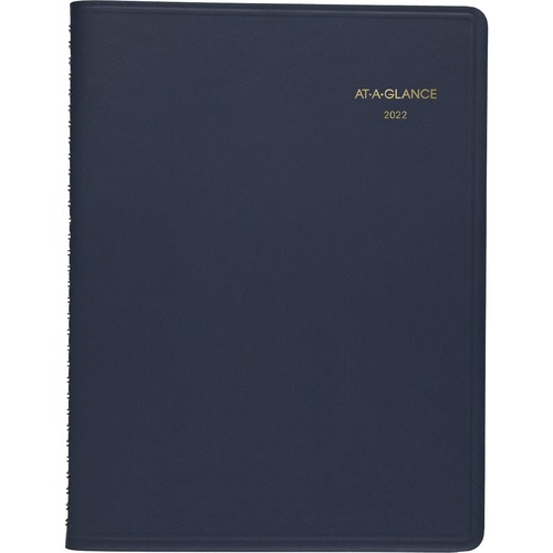 At-A-Glance 2022 Monthly Planner, Navy, Large, 9" x 11" - Large Size - Monthly - 15 Month - January 2022 - March 2023 - 1 Month Double Page Layout - 9" x 11" White Sheet - Wire Bound - Black - Paper - Navy CoverAppointment Schedule, Bleed Resistant Paper,