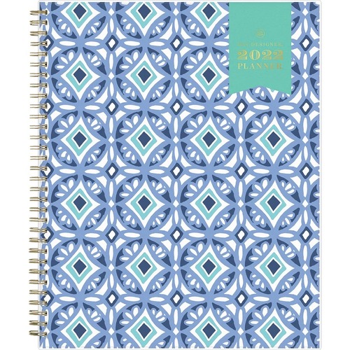 Day Designer 2022 Tile 8.5 x 11 Weekly Planner Day Designer - Professional - Weekly, Monthly - 12 Month - January 2022 - December 2022 - 1 Week, 1 Month Double Page Layout - 8 1/2" x 11" White Sheet - Twin Wire - Poly - Frosted CoverFlexible Frosted Cover