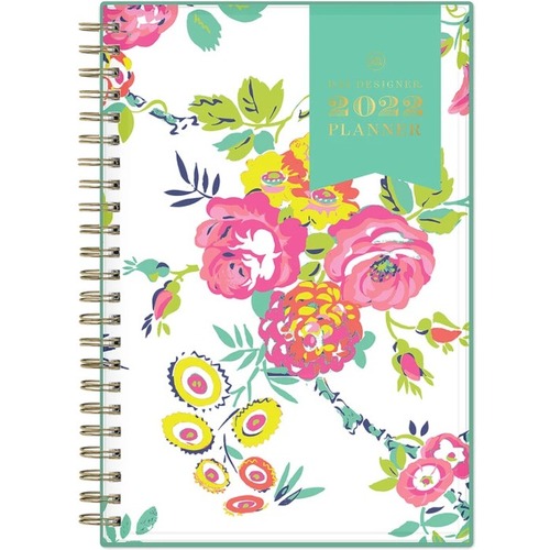 Day Designer 2022 Peyton White 5x8 Weekly Planner - Small Size - Weekly, Monthly - 12 Month - January 2022 - December 2022 - 1 Week, 1 Month Double Page Layout - 5" x 8" Sheet Size - Twin Wire - Multicolor - Peyton White CoverFlexible Clear Pocket Cover, 