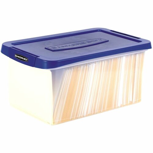 Bankers Box Storage Case - External Dimensions: 14.2" Width x 10.6" Height - Lid Lock Closure - Stackable - Plastic - Blue, Clear - For Storage, Transportation, File - 1 / Pack - TAA Compliant