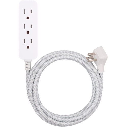 Cordinate 3-Outlet Power Strip - 3 x AC Power - 10 ft Cord - 13 A Current - 120 V AC Voltage - 1625 W - White, Gray