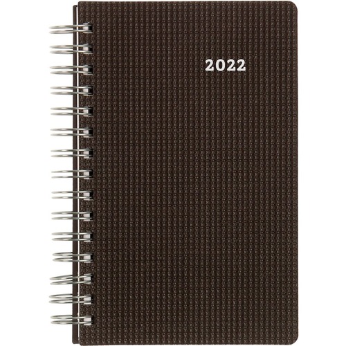 Brownline DuraFlex Daily Planner 2022, Black - Monthly - 14 Month - December 2021 - January 2023 - 7:00 AM to 7:30 PM - Weekly - 1 Day Single Page Layout - Twin Wire - Black - Paper - 8" Height x 5" Width - Appointment Schedule, Reminder Section, Textured