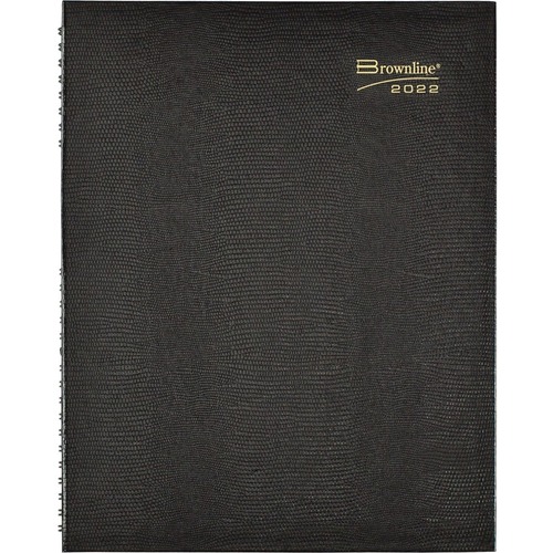 Brownline CoilPRO Monthly Planner 2022, Black - Monthly - 14 Month - December 2021 - January 2023 - 1 Month Single Page Layout - Twin Wire - Black - 11" Height x 8.5" Width - Telephone Section, Address Section, Ruled Daily Block, Self-adhesive, Storage Po