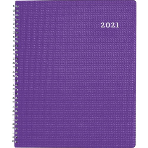 Brownline Duraflex Monthly Planner 2022, Purple - Monthly - 14 Month - December 2021 - January 2023 - 1 Month Single Page Layout - Twin Wire - Purple - Paper - 8.9" Height x 7.1" Width - Textured Cover, Reference Calendar, Tear-off, Printed, Telephone Sec