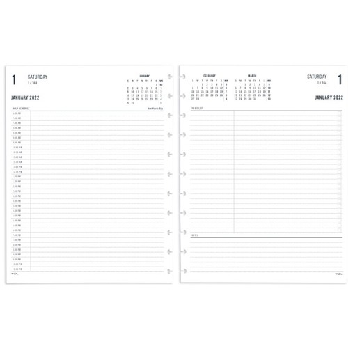 TUL® Discbound Daily Refill Pages, Letter Size, 2 Pages Per Day, January To December 2022, TULLTFLR-2PG - TUL® Discbound Daily Refill Pages, Letter Size, 8-1/2" x 11", January To December 2022, TULLTFLR-2PG