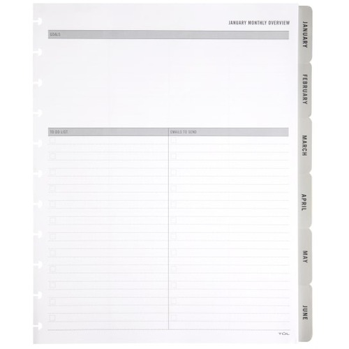 TUL® Discbound Monthly Planner Refill With 12 Tab Dividers, Letter Size, Gray, January To December 2022 - TUL® Discbound Monthly Planner Refill With 12 Tab Dividers, Letter Size, 8-1/2" x 11", Gray, January To December 2022, TULMTHDVR-LT