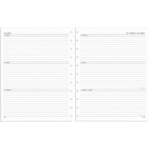 TUL Discbound Weekly/Monthly Refill Pages, Letter Size, January To December 2022, TULLTFILR-WM - TUL® Discbound Weekly/Monthly Refill Pages, Letter Size, 8-1/2" x 11", January To December 2022, TULLTFILR-WM