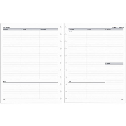 TUL Discbound Weekly/Monthly Refill Pages, Letter Size, January To December 2022, TULLTFLR-UTIM - TUL® Discbound Weekly/Monthly Refill Pages, Letter Size, 8-1/2" x 11", January To December 2022, TULLTFLR-UTIM