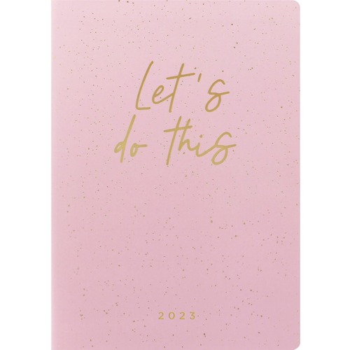 Letts® Inspire Weekly Planners - Weekly - January till December - Sewn - Pink - Gold - Laminated, Smooth, Rounded Corner, Ribbon Marker, Ruled Planning Space, Flexible Cover - 1 Each