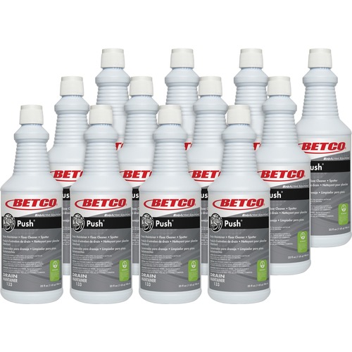 Betco Green Earth Push Enzyme Multi-Purpose Cleaner - 32 fl oz (1 quart) - New Green ScentBottle - 12 / Carton - Non-flammable, Non-corrosive, Caustic-free - Milky White