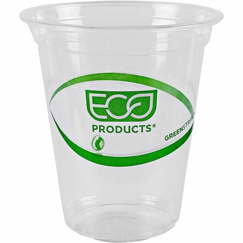 Eco-Products GreenStripe Cold Cups - 16 fl oz - 50 / Pack - Clear, Green - Polylactic Acid (PLA) - Cold Drink